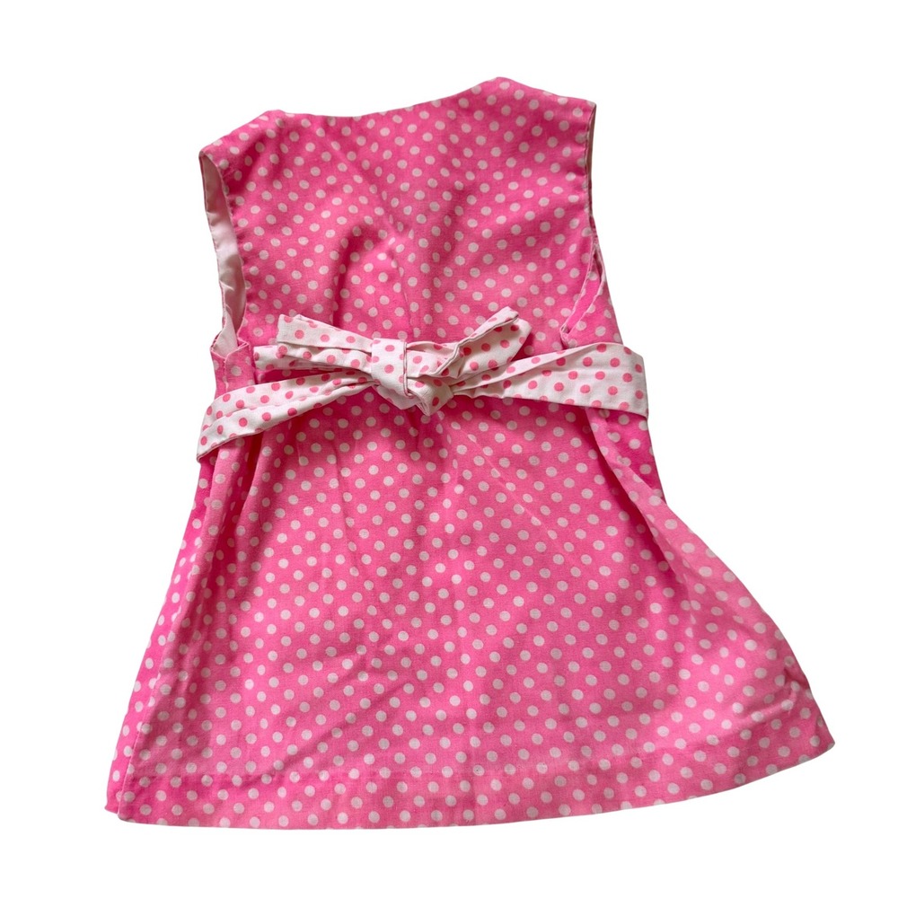 Vintage Giddy Girls Wrap Dress Girls 2T Pink White Polka Dot Ruffle‎ Sleeveless - Picture 2 of 4